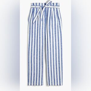 J. Crew Wide Leg Paper Bag Tie Waist Linen Cotton Pant Size 8